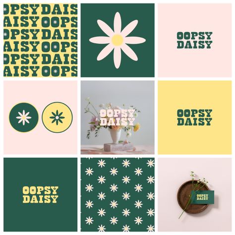 Daisy Branding, Gd Logo, Vine Logo, Daisy Logo, Floral Branding, Daisy Brand, Eco Logo, Oopsy Daisy, Branding Inspo