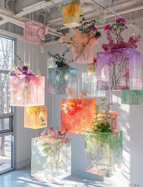 Clean Floral Aesthetic, Interior Design Exhibition Display, Flowers In Architecture, Floral Organization Ideas, Christmas Flowers Aesthetic, Anthropology Display, Creative Window Display, Flower Exhibition, معرض فني