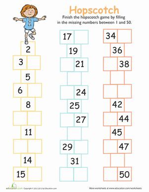 Challenge your kid to fill in the missing numbers from 1 to 50. This is an essential skill for understanding numbers beyond just counting them from memory. Scott Gustafson, Fill In The Missing Numbers, Preschool Math Games, Numbers Worksheet, Preschool Math Worksheets, Missing Numbers, Math Work, Kids Math Worksheets, Number Worksheets