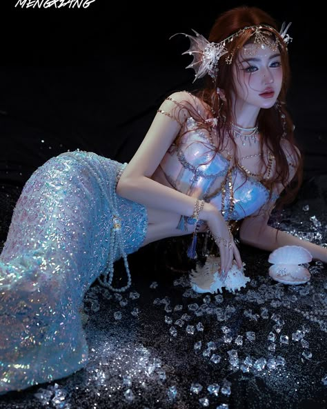 🌌 When night falls, the LINGUAQING corset series sparkles brilliantly. ✨🌙 #kayasuba #mermaidtop #musicfestivaltop #butterflytop #mermaidcorset #corset #fashionstyle Ulzzang Dress, Irl References, Ethereal Photography, Mermaid Pose, Little Mermaid Dresses, Ariel Costumes, Mermaid Photography, Mermaid Top, Mermaid Aesthetic