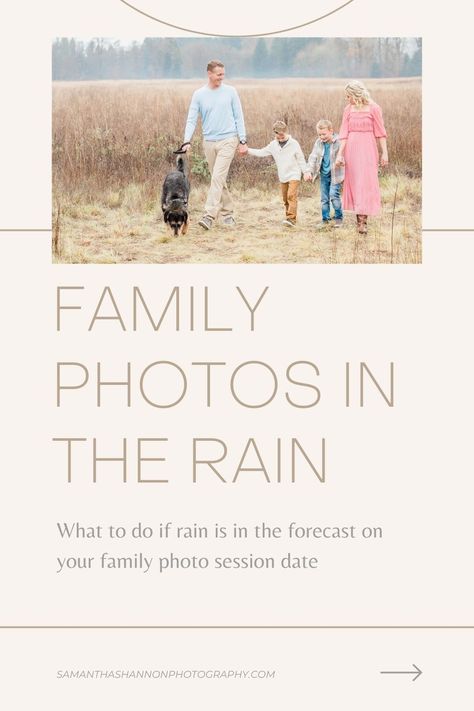 Family photos in the rain: What to do if it rains at your photo session by Portland family photographer Samantha Shannon Photography #fallfamilyphotos #familyphotography #photographytips Family Photos With Umbrellas, Family Photos Rainy Day, Family Pictures In The Rain, Rainy Family Photos, Rainy Day Family Photos, Rain Family Photoshoot, Family Photos In The Rain, Cloudy Family Photoshoot, Rainy Day Family Photoshoot