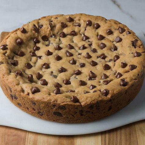 Chocolate Chip Cookie Cake Recipe for Big Cookie - Instacart Chocolate Chip Cookies Cake, Thick Cookie Cake, Big Cookie Cake, 12 Inch Cookie Cake Recipe, 8 Inch Cookie Cake, Big Cookie Recipe, Large Chocolate Chip Cookie Cake, Giant Stuffed Chocolate Chip Cookie, Fluffy Chocolate Chip Cookies