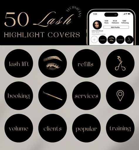 Artistic cover artwork for Instagram stories Lash Tech Instagram Bio Ideas, Lash Tech Highlight Covers, Lash Highlights, Esthetician Career, Lash Tech Instagram, Branding Canva, Lash Technician, Instagram Covers, Hair Logo