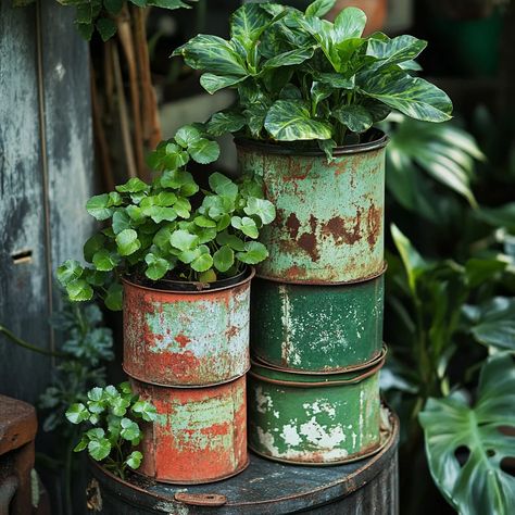 DIY Upcycled Planters from Old Containers Diy Upcycled Planters, Upcycled Planters, Upcycled Planter, Eco Friendly Ideas, Eco Decor, Garden Containers, Reducing Waste, Tin Cans, Eco Friendly Home