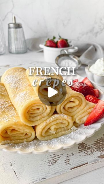 Kristel Talie on Instagram: "Homemade French crêpes for sweet or savory fillings… easy, quick and delicious. One important step is to let the batter rest at least 20 minutes before cooking as this helps the crêpes have a better consistency.  Ingredients for 5 large crêpes: 2 eggs 1 1/4 cup milk 1 cup all purpose flour 1/2 tsp salt 3 tbsp butter melted  *A written version of the recipe is available in the previous post. . . . . . . . #crepes #frenchcrepes #frenchcuisine #brunch #cuisinefrançaise #mangersain #mangermieux #strawberry #yogurt #france #nicefrance #cotedazur #recipe #recettefacile #recettesimple #kristelskitchenblog" Easy Crepe Recipe 3 Ingredients, How To Make Crepes, Crepe Recipe Easy, Crepes Recipe Easy, French Crepes Recipe, French Pancakes, French Crepe Recipe, Easy Crepe Recipe, Crepes Filling