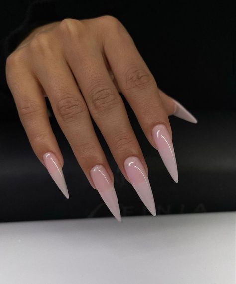 Stelltos Nails, Nude Pink Stiletto Nails, Plain Stiletto Nails, Almond Long Acrylic Nails, Long Nails Design 2024, Nude Stiletto Nail Designs, Medium Length Stiletto Nails, Acrylic Nail Designs Stiletto, Xl Almond Nails