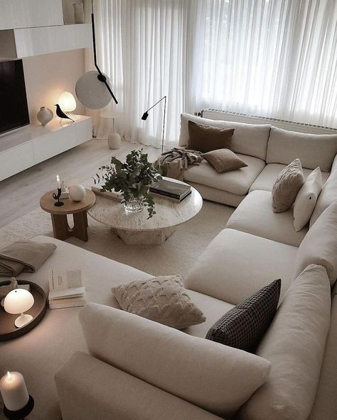 living room ideas • Instagram White Couch Living Room, White Sofa Living Room, Home Decor Cozy, Elegant Living Room Design, Beige Living Rooms, Apartment Living Room Design, Home Decor Ideas Living Room, 아파트 인테리어, Home Decor Living Room