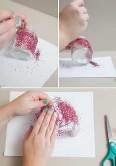 Diy Jar Candle Holders, Glitter Candle Holders Diy, Glitter Glass Jars, Baby Jar Crafts, Glitter Candle Holders, Diy Glitter Candles, Glitter Candle, Crafts With Glass Jars, Jar Crafts Diy