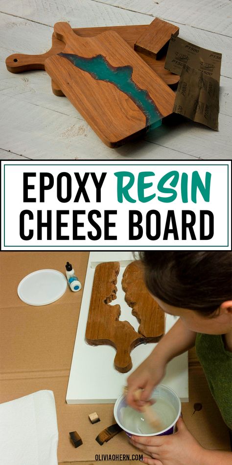 Live Edge Resin Table Rivers, Epoxy Cheese Board, Epoxy Resin Charcuterie Boards Diy, Charcuterie Board With Resin, Diy Resin Charcuterie Board, Epoxy Resin Wood Projects For Beginners, Resin Cheese Board Ideas, Epoxy Resin Crafts Ideas, Diy Epoxy Resin Projects