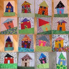 Wonky Houses, House Quilt Block, House Quilt Patterns, Childrens Quilts, House Quilts, Doll Quilt, Scrappy Quilts, Mini Quilts, Quilt Block Patterns