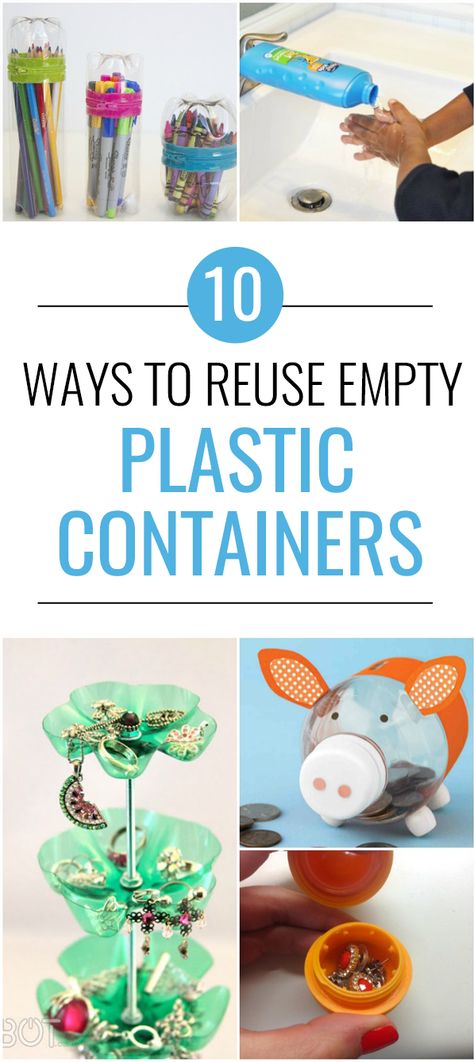 15 Cool Ways to Reuse Empty Plastic Containers #upcycling #recycle Recycle Containers Ideas, Diy With Plastic Containers, Crafts With Plastic Containers, Repurpose Containers, Things To Make Out Of Recycled Items, Plastic Containers Repurpose, Recycle Plastic Containers, Unstoppable Container Crafts, Reusing Plastic Containers