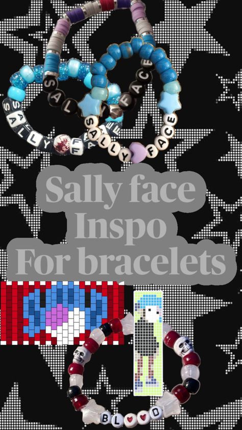 Bracelets Outfit, Sally Man, Diy Kandi Bracelets, Pony Bead Bracelets, Diy Kandi, Sally Face Game, Kandi Patterns, Creative Drawing Prompts, Kandi Bracelets