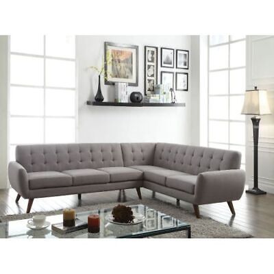 (eBay) ACME Essick Sectional Sofa in Light Gray Linen 52765 Tufted Sectional Sofa, Mid Century Sectional, Linen Sectional, Tufted Sectional, Contemporary Sectional Sofa, Furnitur Ruang Keluarga, Grey Sectional Sofa, Sofa L, L Shape Sofa