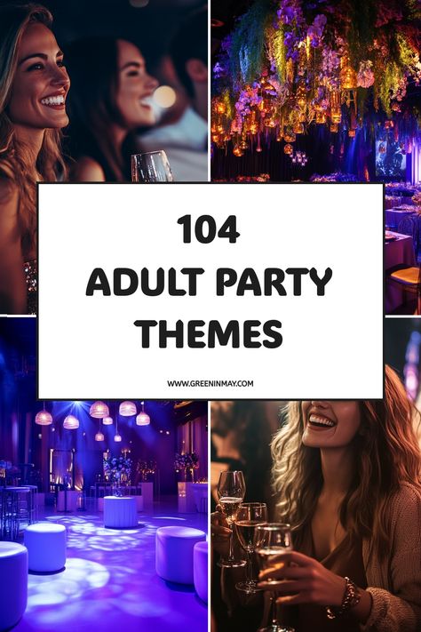 Need inspiration for an epic celebration? Check out 104 party ideas themes for adults! From funny themed parties for adults that will get everyone laughing to classy party dress-up themes for adults, this list is packed with creative ideas that will make your next event a hit. Funny Birthday Themes For Adults, Funny Birthday Party Ideas, Funny Party Themes, Unique Birthday Party Themes, Classy Birthday Party, Costume Party Themes, Adult Birthday Party Themes, Adult Party Favors, Party Themes For Adults