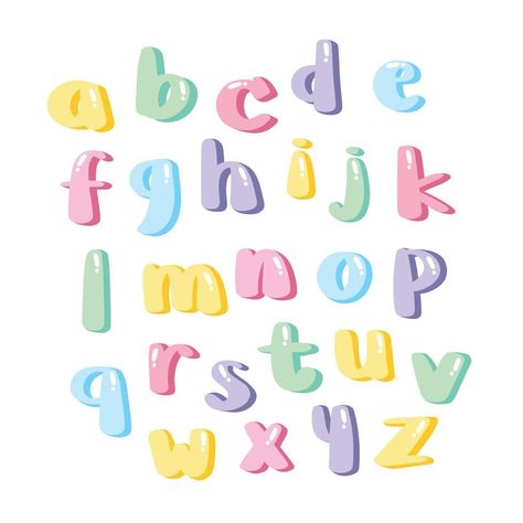 Cute Fonts Abc Letters, Lettering Fonts Colorful, Cute Letter Stickers, Kawaii Font Alphabet, Letters Alphabet Aesthetic, Doodle Fonts Alphabet, Cute Fonts Alphabet Doodles, Fun Font Alphabet, Letter Fonts Alphabet