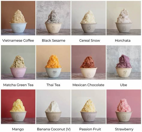 Shaved Ice Cream Recipes, Shave Ice Flavors, Asian Shaved Ice, Thai Shaved Ice, Shaved Ice Toppings, Shave Ice Recipe, Gourmet Shaved Ice, Shaved Ice Syrup Recipe, Shaved Ice Party