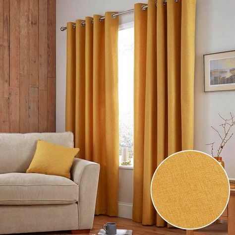 Worth trying 10 Ways on how to Spark New Joy in Your Living Room for you HomeMakeover Yellow Curtains Bedroom, Ochre Bedroom, Curtains Dunelm, Fresh Living Room, Yellow Bedroom Decor, Cream Living Rooms, Yellow Curtains, Plain Curtains, Ochre Yellow