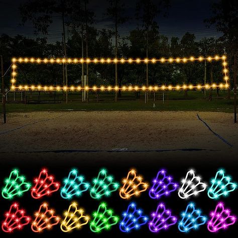 Volleyball Net With Lights, Glow In The Dark Volleyball Party, Backyard Volleyball, Kids Rock Climbing, Volleyball Party, Badminton Games, Badminton Net, Dream Birthday, Tennis Net