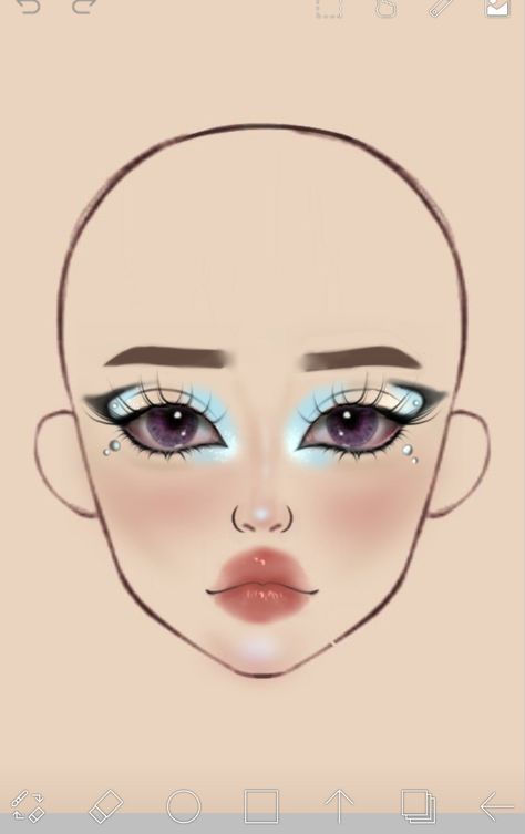 Drawing Makeup Looks, Face Chart Makeup Ideas Creative, Bubbles Makeup, Makeup Looks Drawing, Makeup Ideas Drawing, Makeup Sketch, Makeup Charts, Funky Makeup, Anime Eye Makeup