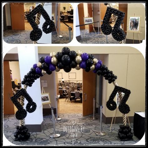 Balloon Arch For Parade Float, Music Balloons, Music Centerpieces, Broadway Theme, Music Party Decorations, Music Theme Birthday, Taylor Swift Birthday Party Ideas, Graduation Crafts, Graduation Balloons