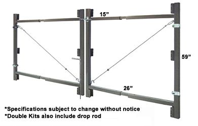 Adjust-A-Gate Double Swing Gate Kit Prices - Hoover Fence Co. Driveway Gate Diy, Double Gates, Wood Fence Gates, Vinyl Gates, Wooden Gates Driveway, Home Fencing, Homemade Tractor, Fence Gate Design, Gate Kit