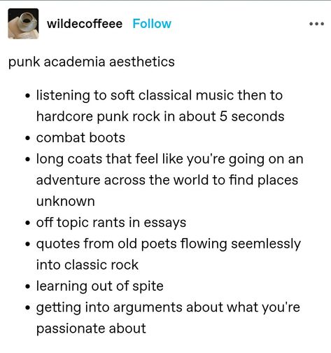 Punk Academia Aesthetic, Punk Academia, Miskatonic University, Tumbler Posts, Academia Aesthetics, Chaotic Academia, Hardcore Punk, Stay Gold, Types Of People