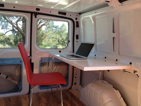 Van Conversion Office, Rv Office, Modern Dans, Caddy Van, Design Hall, Transit Camper, Van Storage, Cool Office Space, Mobile Office