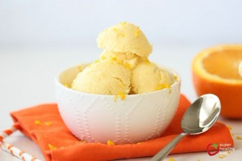 Orange Creamsicle Ice Cream Recipe, Creamsicle Ice Cream Recipe, Peach Ice Cream Recipe, Orange Ice Cream, Orange Sorbet, Super Healthy Kids, I Scream For Ice Cream, Dairy Free Ice Cream, Cold Treats