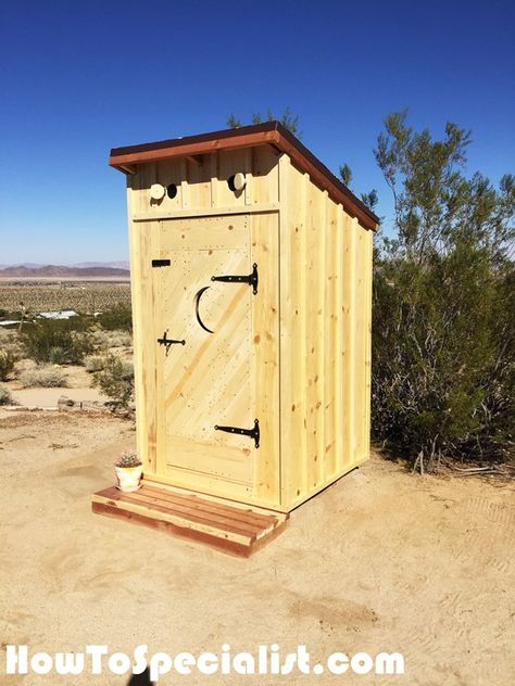 DIY Outhouse | HowToSpecialist - How to Build, Step by Step DIY Plans Diy Outhouse Plans, Simple Outhouse Plans, Outhouse Diy, Simple Outhouse, Diy Outhouse, Outhouse Shed, Outhouse Ideas, Building An Outhouse, Outhouse Plans