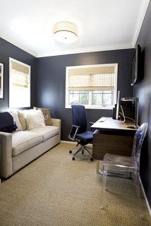 Office Guest Room Combo Ideas Modern, Guest Room Slash Office, Home Office With Couch And Tv, Small Office With Couch And Desk, Office And Tv Room Combo, Office Room With Sofa, Small Home Office With Couch, Office Couch Ideas Small Spaces, Office With Tv And Couch