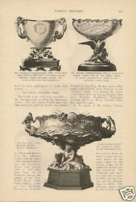 1901 Famous Trophies Trophy Cup Boating vintage article | #293384125 Flying Saucers, Trophy Cup, America's Cup, Americas Cup, Flying Saucer, Boating, Martial Arts, Football, Moon