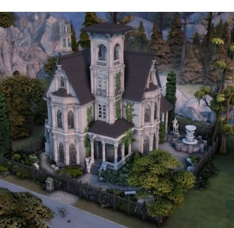 Sims 4 Victorian House, Vampire Mansion, Vampire House, Goth Houses, Victorian Manor, Victorian House Plans, Sims House Ideas, Mansion Designs, Sims 4 House Building