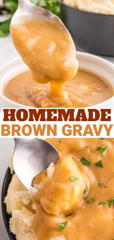 Homemade Brown Gravy is a delicious sauce recipe made with butter, flour, onions, minced garlic, Worcestershire sauce, balsamic vinegar and either beef or chicken broth. Beef Gravy Recipe Easy, Quick Gravy Recipe, Brown Gravy Recipe Easy, Beef Gravy Recipe, Easy Brown Gravy, Homemade Brown Gravy, Brown Gravy Recipe, Homemade Gravy Recipe, Easy Gravy Recipe