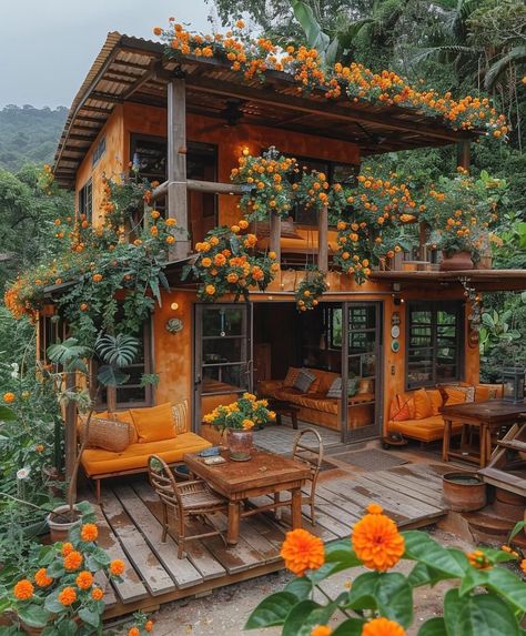 Boho House Exterior, Yellow Kitchen Cabinets, Tiny Cottages, Dream Cottage, Yellow Kitchen, Boho House, Dream House Rooms, Fantasy House, Dream House Interior