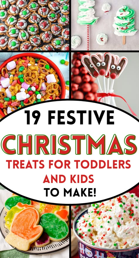 EASY HOMEMADE CHRISTMAS TREATS FOR TODDLERS AND KIDS! Make them together or for your kids. Fun, festive and easy Christmas treats to ring in the holiday season. Christmas Treats For Toddlers, Fun Christmas Treats, Christmas Treats For Kids, Kids Christmas Treats, Christmas Snacks Easy, Christmas Desserts Kids, Christmas Treats To Make, Christmas Cookies Kids, Christmas Party Treats