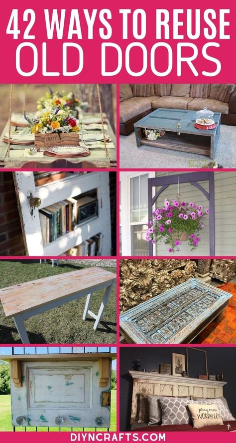 Create amazing old door decor ideas for your home and garden using these examples that showcase you both style and function! This list of upcycled door ideas is great for creating fun home decor projects using repurposed and recycled wooden doors. #Upcycled #Repurpose #Recycle #OldDoors #HomeDecor #GardenDecor Reuse Old Doors, Old Door Decor, Upcycle Door, Door Decor Ideas, Apartment Cozy, Meditation Chair, Bedroom Ideas For Couples Modern, Fun Home Decor, Apartment Diy