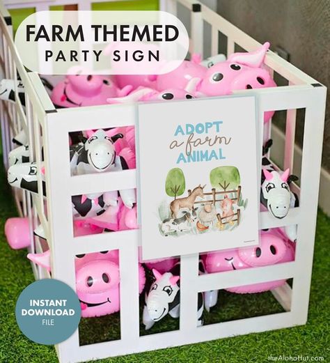 FARM ANIMAL Party Sign Adopt a Pet Activity Game Kids Birthday - Etsy Petting Farm Birthday Party, Farm Animal Party Decorations, Farm 3rd Birthday Party, Petting Zoo Themed Birthday Party, Pink Farm Theme Birthday, Farm One Year Old Birthday Party, Farm Themed 2nd Birthday Party, Farm Animal Birthday Party Food, Farm Animal Party Food