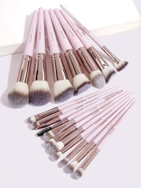 Free Returns ✓ Free Shipping✓. 18pcs Makeup Brush Set- Brushes Sets at SHEIN. Makeup Brushes, Make Up, Pink, Pink Makeup, Collar, Makeup, White