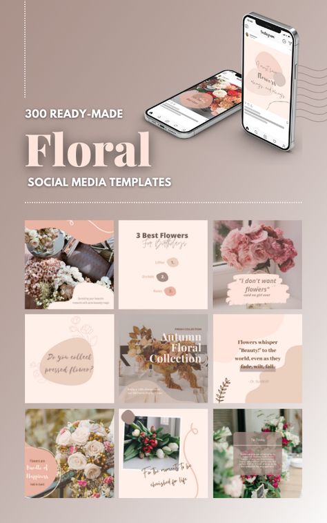 Flower Business Instagram Feed, Template Flower Design, Florist Social Media Ideas, Flowers Social Media Design, Florist Social Media Post, Floral Instagram Feed, Florist Content Ideas, Flower Shop Social Media, Flower Instagram Post