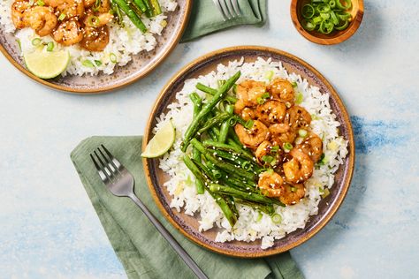 Sizzling Hoisin Shrimp Recipe | HelloFresh Shrimp Lunch Recipes, Hoisin Shrimp, Shrimp Lunch, Jasmine Rice Recipes, Shrimp Marinade, Seafood Rice, Milk Nutrition, Marinated Shrimp, Hello Fresh Recipes