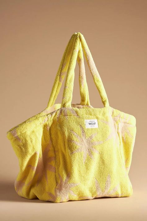 WOUF Large Terry Tote | Anthropologie Yellow Fits, Candles For Sale, Fashion Figures, Terry Cloth, Beautiful Bags, Beach Bag, Cloth Bags, Wedding Accessories, Clothing And Shoes