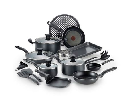 T-Fal 20 pc. Pots and Pans Set. Already Bought. Nonstick Cookware Sets, Kitchen Solutions, Pots And Pans Sets, Cooked Breakfast, Cooking Set, Nonstick Cookware, Rachael Ray, Cookware Sets, Pan Set