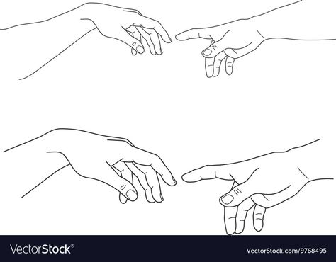 Hands Adam And God, God Hands Drawing, Touching Face Drawing, Two Hands Reaching For Each Other, Adam And God Hand, God Hands Tattoo, Hands Touching Painting, Touch Of God Tattoo, Two Hands Touching Drawing