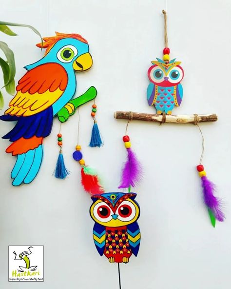 Craft Work With Waste Material, Newspaper Crafts Diy, Diy Wall Art Decor, Cute Picture, Hand Crafts For Kids, Animal Crafts For Kids, Art Decor Diy, Wall Hanging Crafts, Bird Crafts