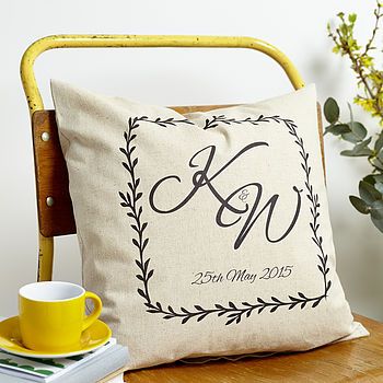 personalised monogram linen cushion by tillyanna | notonthehighstreet.com Personalised Wedding Gifts, Wedding Cushion, Monogrammed Linens, Personalised Cushions, Soft Furnishings Cushions, Personalised Wedding, Linen Cushion, Personalized Monogram, Monogram Wedding