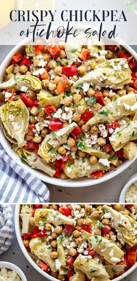 Artichoke Salad Recipe, Artichoke Chickpea Salad, Mexican Chickpea Salad, Artichoke Salad Recipes Simple, Chickpea Salad Dressing, Chick Peas Recipes, Chickpea Dressing, Fajitas Crockpot, Salad With Artichoke Hearts