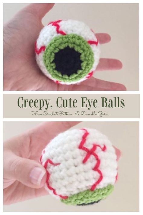 Halloween Creepy, Cute Eye Balls Free Crochet Patterns Eye Ball Crochet, Halloween Crochet Patterns Free Easy, Eyeball Crochet, Crochet Halloween Patterns, Creepy Crochet, Crochet Halloween Patterns Free, Character Crochet, Crochet Stuffies, Crochet Autumn