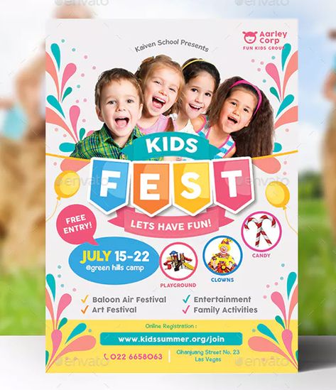 41+ Kids Festival Flyer Templates - Free & Premium Templates Download Kids Poster Design, Kids Brochures, Kids Fest, Poster Design Kids, Kids Festival, Kids Graphic Design, Kids Birthday Invitation, Festival Flyer, Invitation Flyer