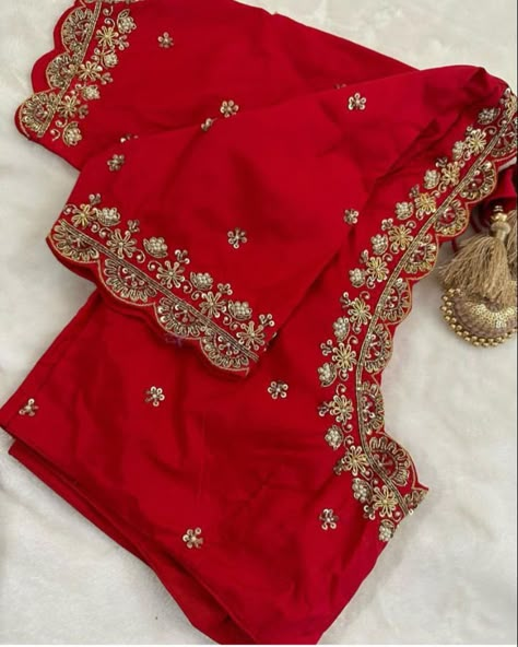 Red Silk Saree Blouse Designs, Aarya Work Blouse Designs, Zardosi Blouse, Gold Blouse Designs, Red Blouse Design, Zardosi Work Blouse, Exclusive Blouse Designs, Green Blouse Designs, Maggam Designs