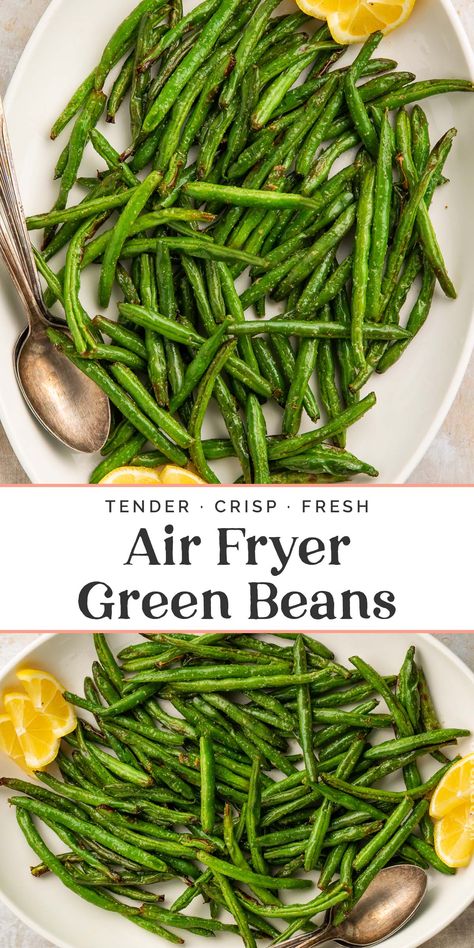 My favorite way to make green beans is in the air fryer! It's quick and easy to throw this veggie side dish together, but the air fryer perfectly cooks the green beans. With just the right amount of beautifully browned spots without ending up soggy, my recipe packs the vegetable with tons of flavor. Air Fryer Frozen Green Beans, Air Fryer Green Beans, Air Fried Green Beans, Crispy Green Beans, Vegetable Side Dishes Healthy, Inflammation Recipes, Paleo Thanksgiving, Cooking Green Beans, Best Air Fryer